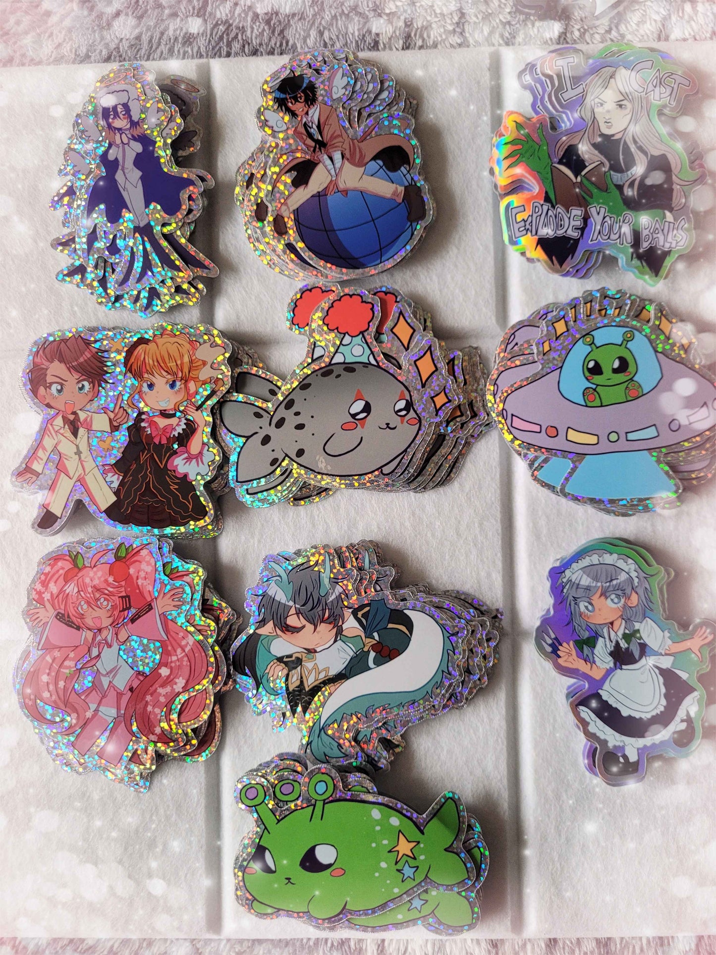 misc. characters holo and glitter stickers