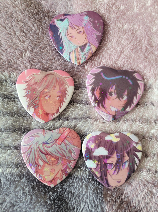 bungo stray dogs holographic heart pins