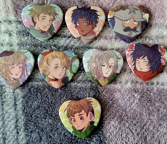 dungeon meshi holographic heart pins