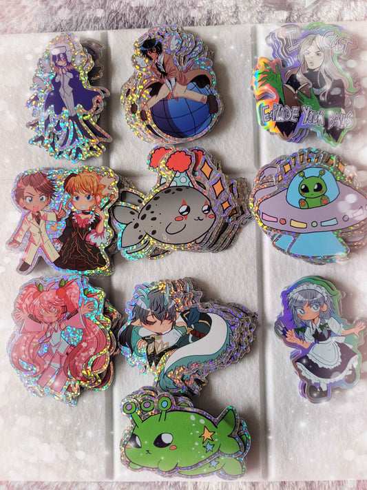 misc. characters holo and glitter stickers